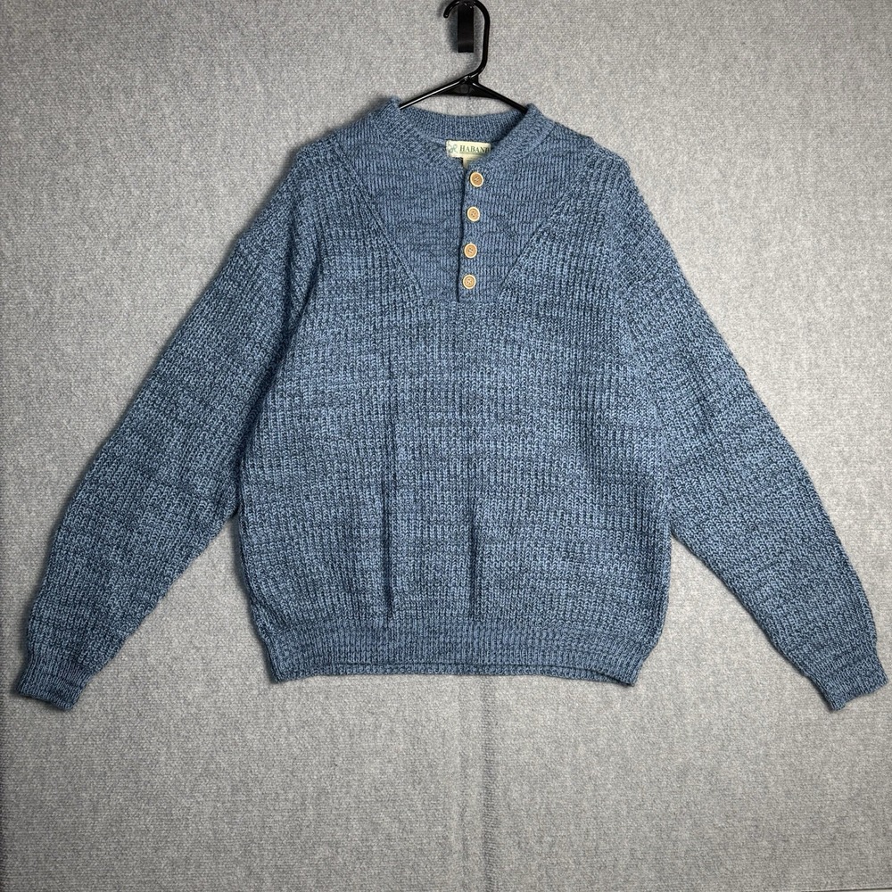 Vintage Haband Sweater Womens Size XL Blue Knit Crew Neck Pullover Sweater